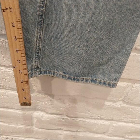 ZARA Jeans 00 Blue Faded Whiskers Wide Leg Tall High Waist 23 Cargo Teen - Picture 5 of 11